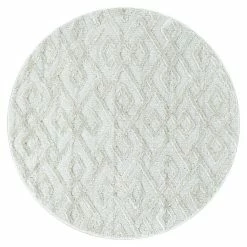 BAUHAUS Hochflorteppich Pisa 4708 Cream, Durchmesser: 80 Cm, 100% Polypropylen