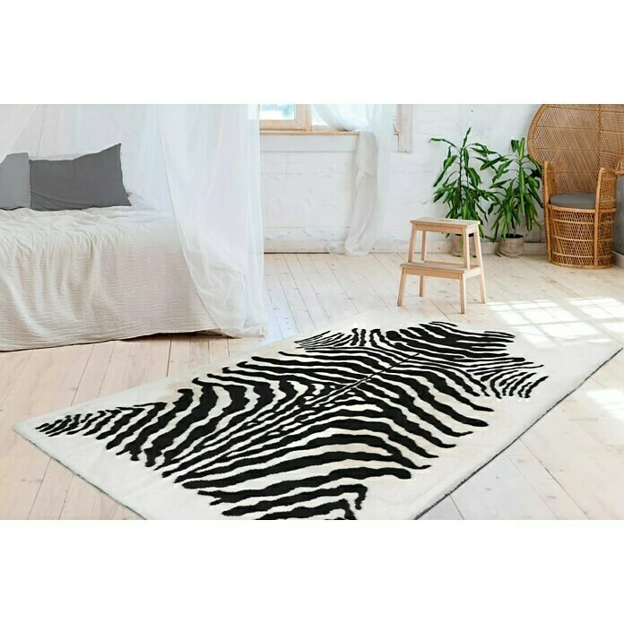 BAUHAUS Kayoom Hochflorteppich Zebra Weiß/Schwarz, 160 X 120 Cm, 100 % Polyester 6 BAUHAUS Kayoom Hochflorteppich Zebra Weiß/Schwarz, 160 X 120 Cm, 100 % Polyester – Bild 4