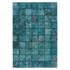 BAUHAUS Kayoom Echtlederteppich Viola Türkis, 230 X 160 Cm, 100 % Echtleder