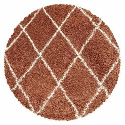 BAUHAUS Hochflorteppich Alvor 3401 Terra, Durchmesser: 80 Cm, 100% Polypropylen