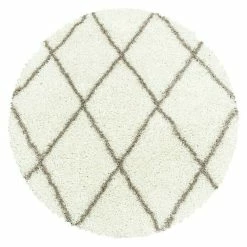 BAUHAUS Hochflorteppich Alvor 3401 Cream, Durchmesser: 200 Cm, 100% Polypropylen