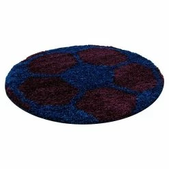 BAUHAUS Hochflorteppich Fun 6001 Navy, Durchmesser: 100 Cm, 100% Polypropylen