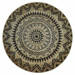 BAUHAUS Teppich Rund Stampa Natur/Schwarz, Durchmesser: 100 Cm, 100 % Polyester