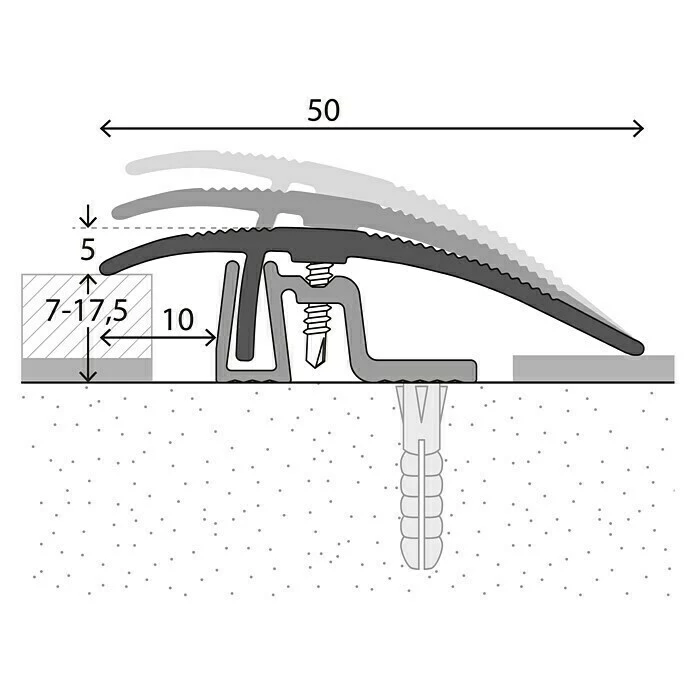 BAUHAUS LOGOCLIC Anpassprofil 402 Edelstahl Matt, 0,9 M X 50 Mm, Montageart: Schrauben 4 BAUHAUS LOGOCLIC Anpassprofil 402 Edelstahl Matt, 0,9 M X 50 Mm, Montageart: Schrauben – Bild 2