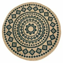 BAUHAUS Teppich Rund Mamda Natur/Schwarz, Durchmesser: 80 Cm, Jute