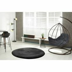 BAUHAUS Teppich Rund Happy Schwarz, Durchmesser: 120 Cm, 100 % Polyester (Flor) -Bodenfliesen Verkäufe 12 2963