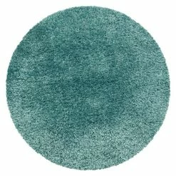 BAUHAUS Hochflorteppich Brilliant 4200 Aqua, Durchmesser: 80 Cm, 100% Polyester