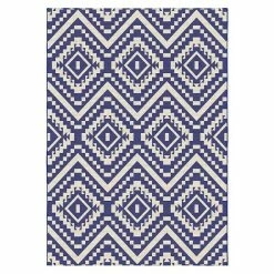 BAUHAUS Outdoor-Teppich Monza Blau/Weiß, 170 X 120 Cm, 100 % Polypropylen