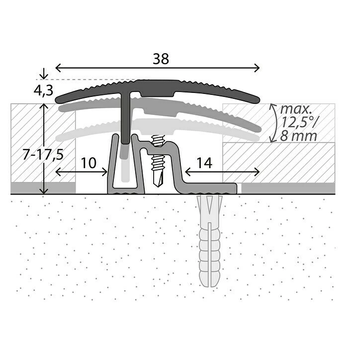 BAUHAUS LOGOCLIC Übergangsprofil 401 Sahara, 0,9 M X 38 Mm, Montageart: Schrauben 4 BAUHAUS LOGOCLIC Übergangsprofil 401 Sahara, 0,9 M X 38 Mm, Montageart: Schrauben – Bild 2