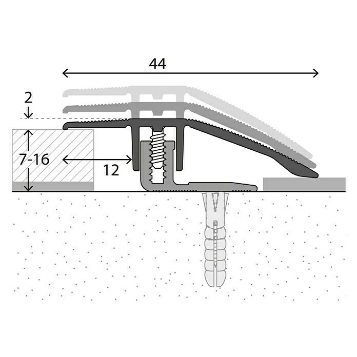 BAUHAUS LOGOCLIC Anpassprofil 221 Silber, 2,7 M X 44 Mm, Montageart: Schrauben 4 BAUHAUS LOGOCLIC Anpassprofil 221 Silber, 2,7 M X 44 Mm, Montageart: Schrauben – Bild 2