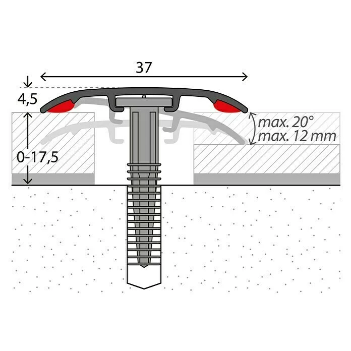 BAUHAUS LOGOCLIC Universalprofil 3in1 Sharky Tiles 0,9 M X 37 Mm X 4,5 Mm, Montageart: Schrauben 4 BAUHAUS LOGOCLIC Universalprofil 3in1 Sharky Tiles 0,9 M X 37 Mm X 4,5 Mm, Montageart: Schrauben – Bild 2