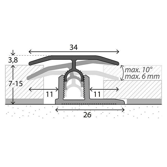 BAUHAUS LOGOCLIC Übergangsprofil 303 Edelstahl Matt, 0,9 M X 34 Mm, Montageart: Stecken 4 BAUHAUS LOGOCLIC Übergangsprofil 303 Edelstahl Matt, 0,9 M X 34 Mm, Montageart: Stecken – Bild 2