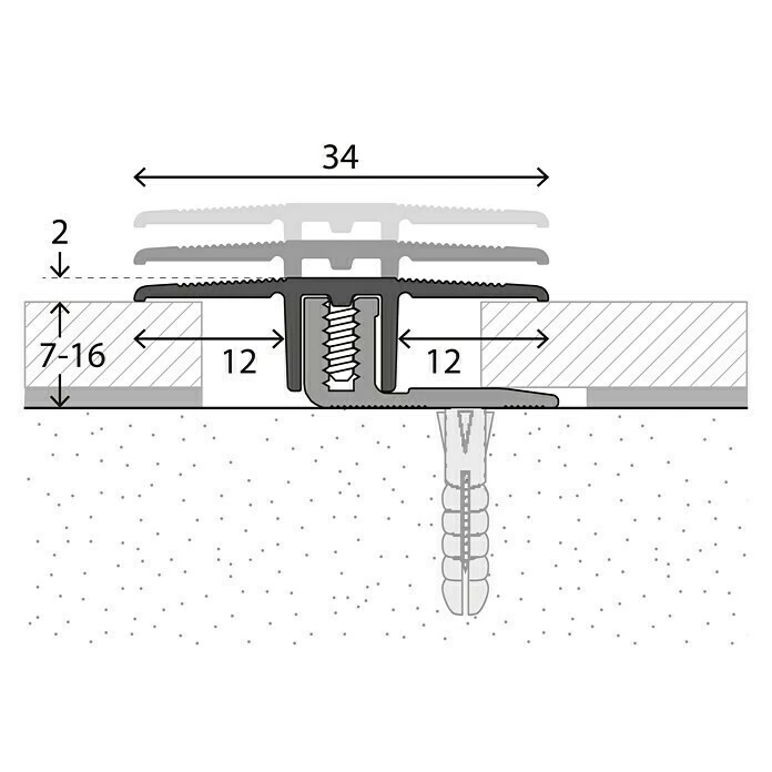 BAUHAUS LOGOCLIC Übergangsprofil 220 Silber, 2,7 M X 34 Mm, Montageart: Schrauben 4 BAUHAUS LOGOCLIC Übergangsprofil 220 Silber, 2,7 M X 34 Mm, Montageart: Schrauben – Bild 2