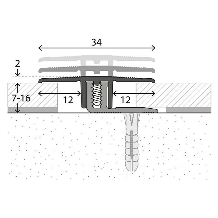 BAUHAUS LOGOCLIC Übergangsprofil 220 Sahara, 0,9 M X 34 Mm, Montageart: Schrauben 4 BAUHAUS LOGOCLIC Übergangsprofil 220 Sahara, 0,9 M X 34 Mm, Montageart: Schrauben – Bild 2