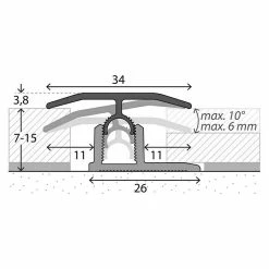 BAUHAUS LOGOCLIC Übergangsprofil 303 Aluminium Gebürstet, 0,9 M X 34 Mm, Montageart: Stecken -Bodenfliesen Verkäufe 12 799